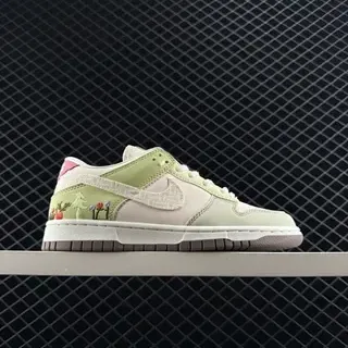 Nike Dunk Low सिलाईदार फूल हरे क्रीम लाइफस्टाइल स्नीकर