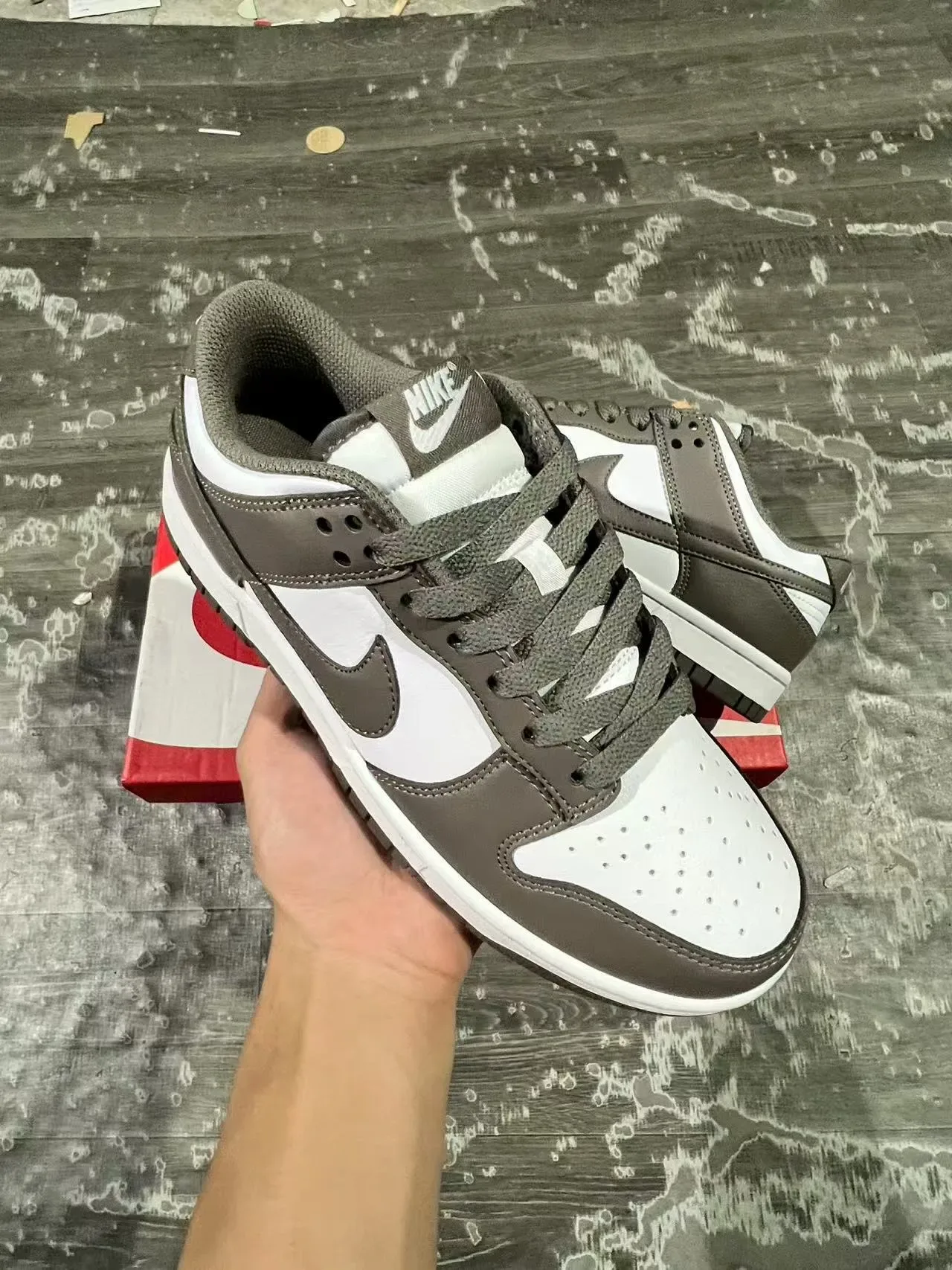 Nike Dunk Low Gray White Red Lifestyle Sneakers 2