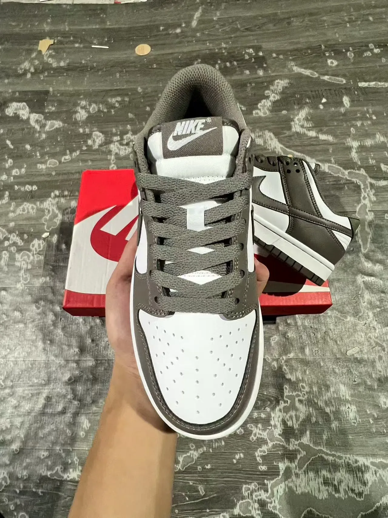 Nike Dunk Low Gray White Red Lifestyle Sneakers 3