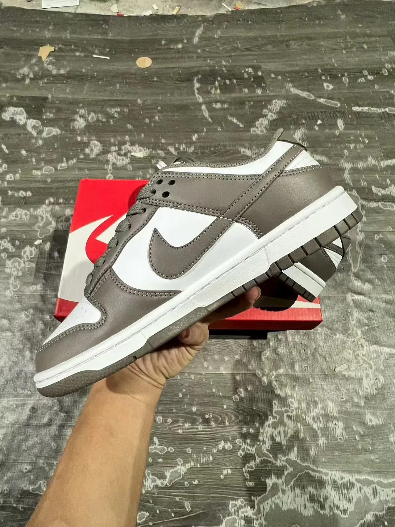 Nike Dunk Low Gray White Red Lifestyle Sneakers 5