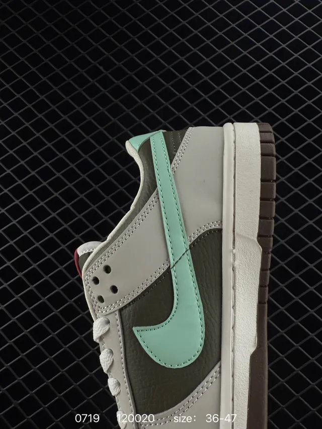 Nike Dunk Low Gris Clair Vert Olive Vert Menthe Swoosh Chaussures de Skateboard 4