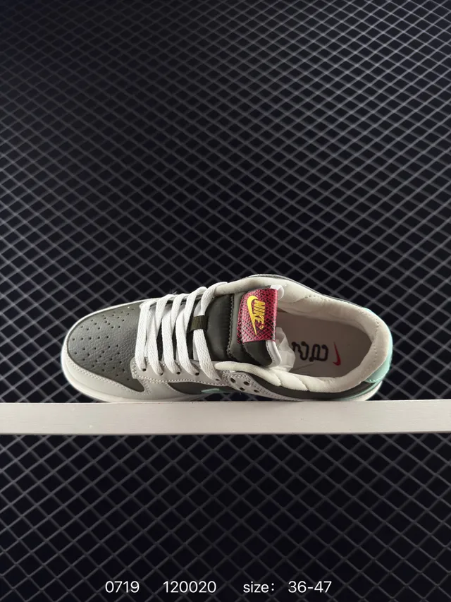 Nike Dunk Low Gris Clair Vert Olive Vert Menthe Swoosh Chaussures de Skateboard 5