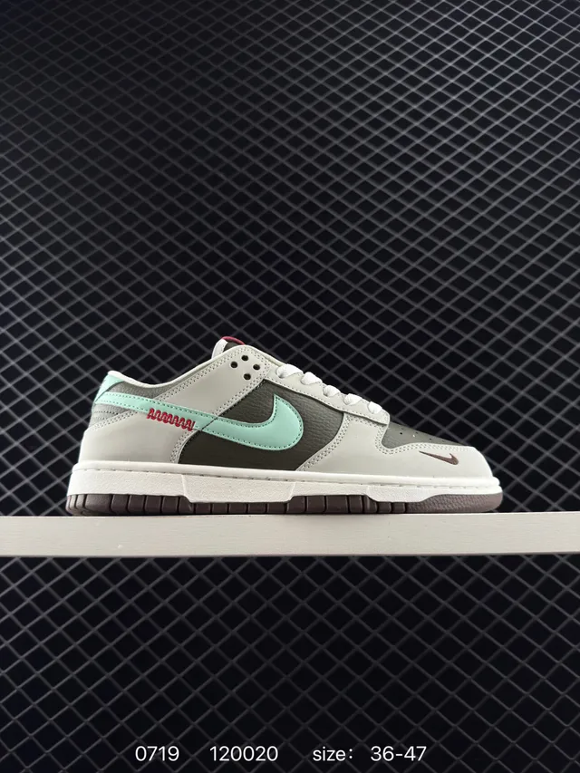 Nike Dunk Low Gris Clair Vert Olive Vert Menthe Swoosh Chaussures de Skateboard 6