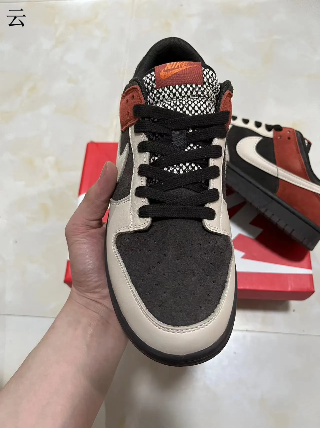 Nike Dunk Low Rust Red Black Off-White Lifestyle Sneakers 3