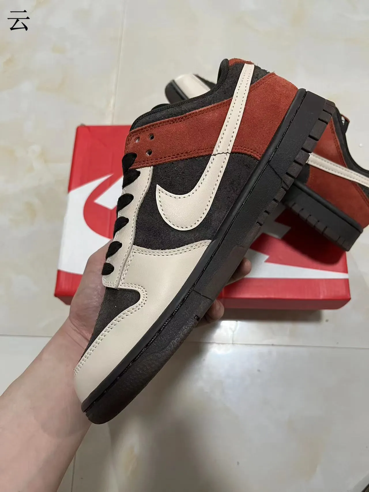 Nike Dunk Low Rust Red Black Off-White Lifestyle Sneakers 5