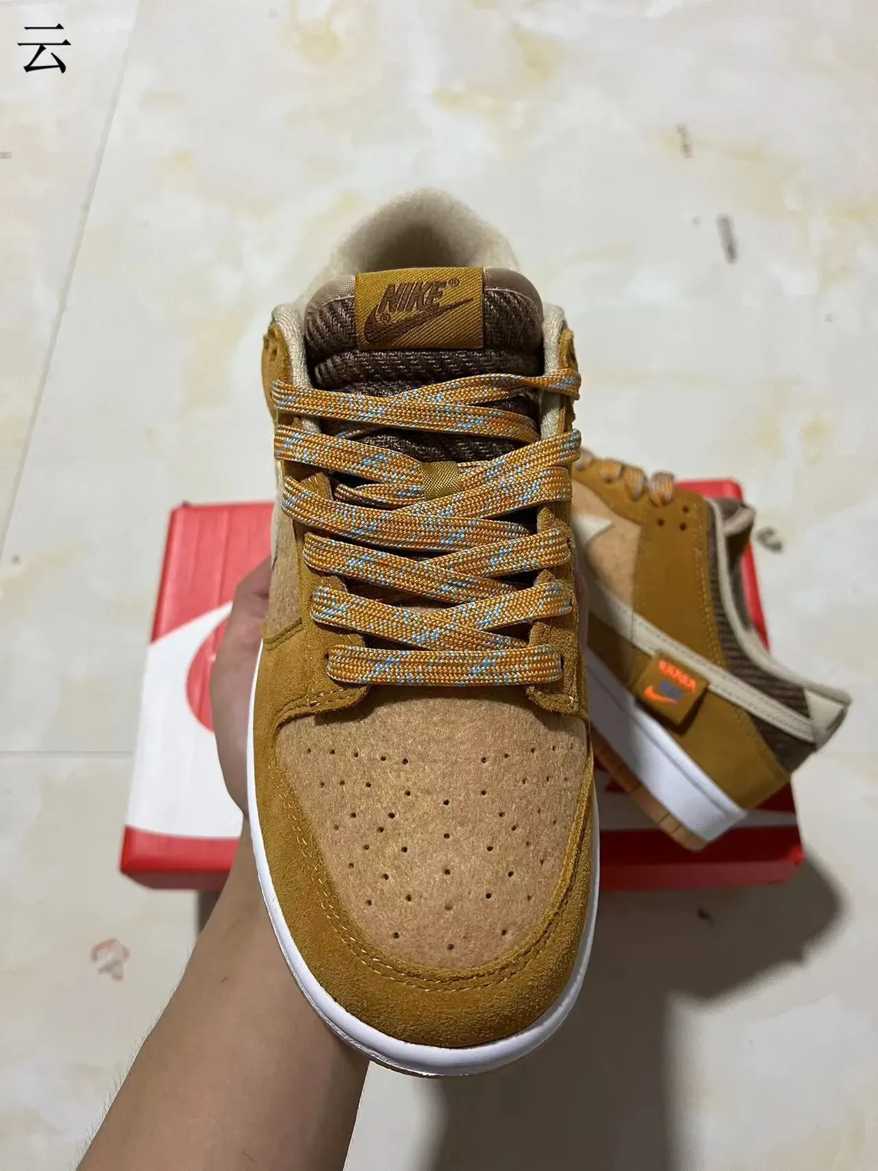 Nike Dunk Low Tan Suede Cream Swoosh Lifestyle Sneakers 3