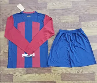 Nike FC Barcelona Domicile Bleu Rouge Manches Longues Rayé Vertical Ensemble de sport 2