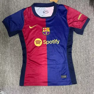 Nike FC Barcelona लाल नीली लंबवत रंग-ब्लॉक शॉर्ट-स्लीव जर्सी