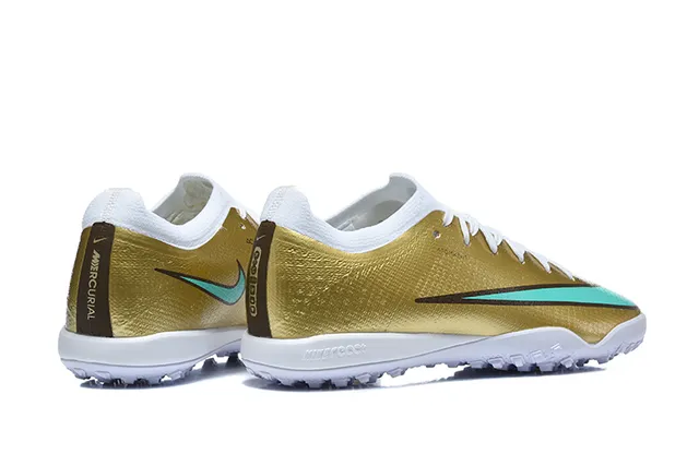 نيكي ذهبي أزرق معدني صيني أعلى أخضر نعناعي Swoosh أكسنت كرة القدم عشب أحذية 2