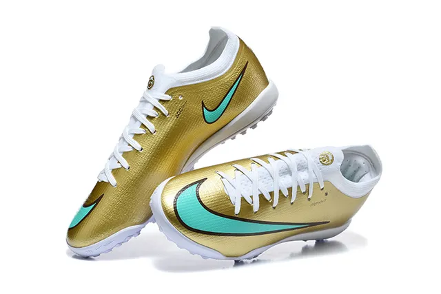 نيكي ذهبي أزرق معدني صيني أعلى أخضر نعناعي Swoosh أكسنت كرة القدم عشب أحذية 3