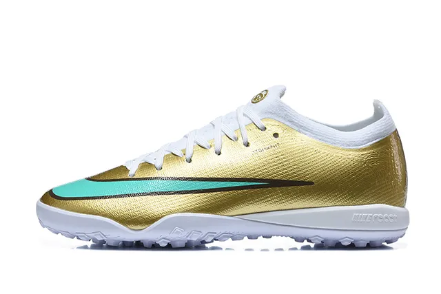 نيكي ذهبي أزرق معدني صيني أعلى أخضر نعناعي Swoosh أكسنت كرة القدم عشب أحذية 6