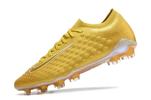 Nike Gold Transparent Metallic Knit Upper Textured Dot-Patterned Surface Firm-Ground Soccer Shoes 3