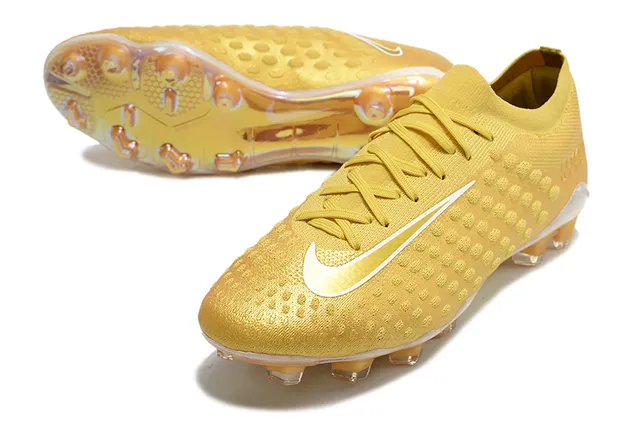 Nike Gold Transparent Metallic Knit Upper Textured Dot-Patterned Surface Firm-Ground Soccer Shoes 4