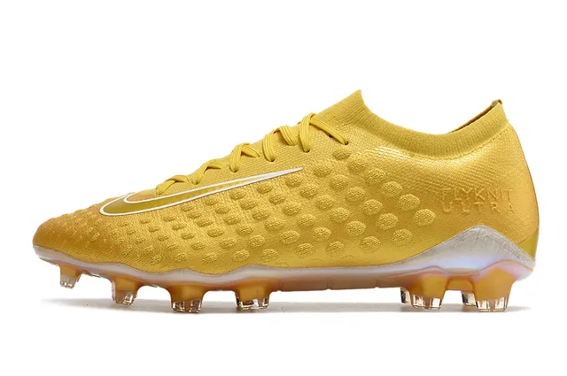 Nike Gold Transparent Metallic Knit Upper Textured Dot-Patterned Surface Firm-Ground Soccer Shoes 7