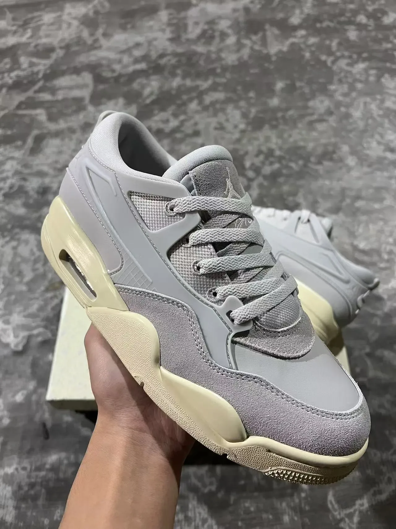 Nike Gray Beige Low-Top Layered Upper Lifestyle Sneakers 2