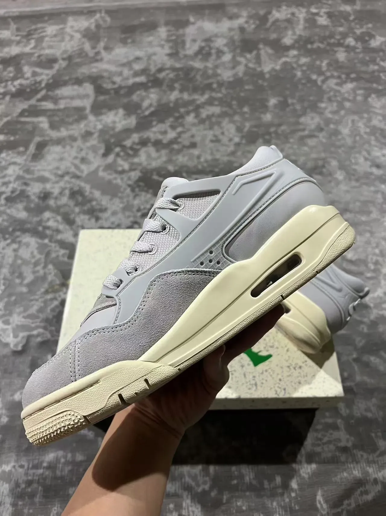 Nike Gray Beige Low-Top Layered Upper Lifestyle Sneakers 5