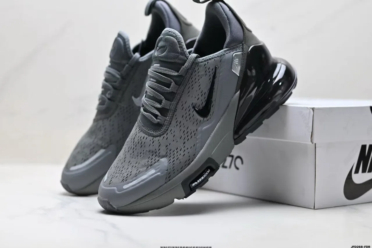 Nike Gray Black Perforated Engineered Mesh Upper Visible Air Zoom Heel Unit Lifestyle Sneakers 3