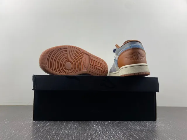 Nike Gray Brown Denim-Accented Mixed-Material Upper Lifestyle Sneakers 3