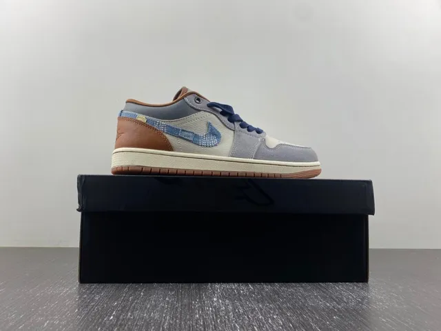 Nike Gray Brown Denim-Accented Mixed-Material Upper Lifestyle Sneakers 4