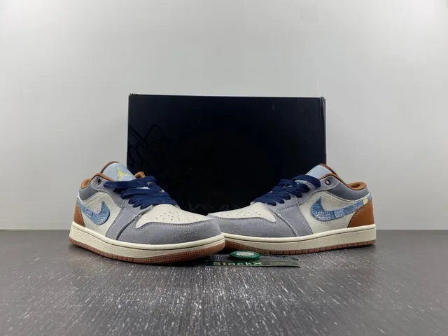 Nike Gray Brown Denim-Accented Mixed-Material Upper Lifestyle Sneakers 6
