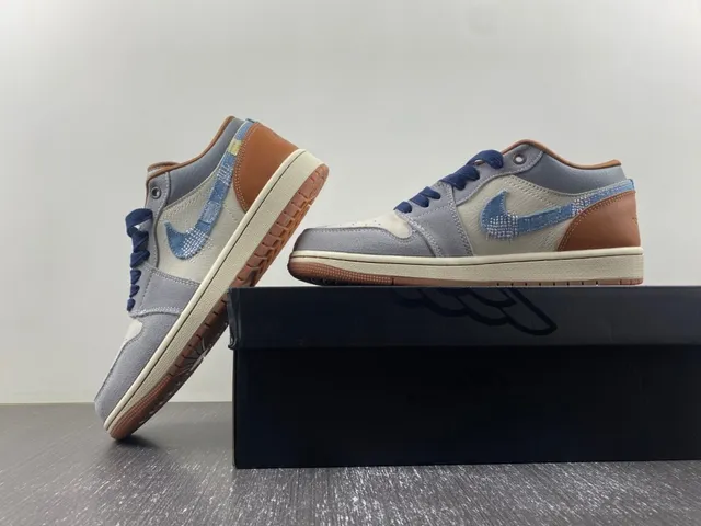 Nike Gray Brown Denim-Accented Mixed-Material Upper Lifestyle Sneakers 7