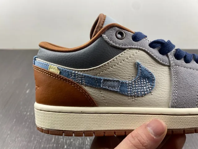 Nike Gray Brown Denim-Accented Mixed-Material Upper Lifestyle Sneakers 12