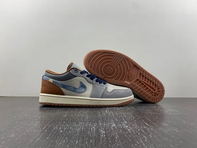 Nike Gray Brown Denim-Accented Mixed-Material Upper Lifestyle Sneakers 14