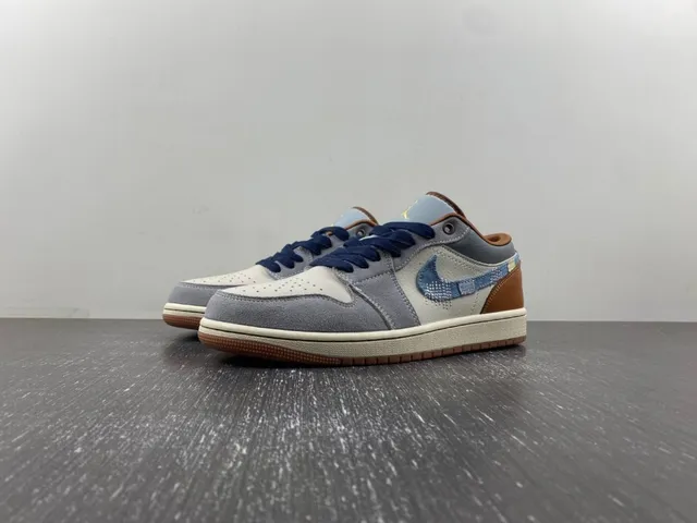 Nike Gray Brown Denim-Accented Mixed-Material Upper Lifestyle Sneakers 15