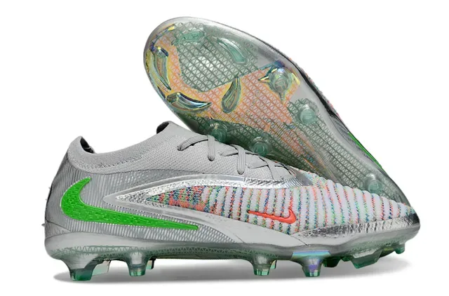 Nike Gray Multicolor Knitted Upper Iridescent Panel Firm-Ground Soccer Shoes 1