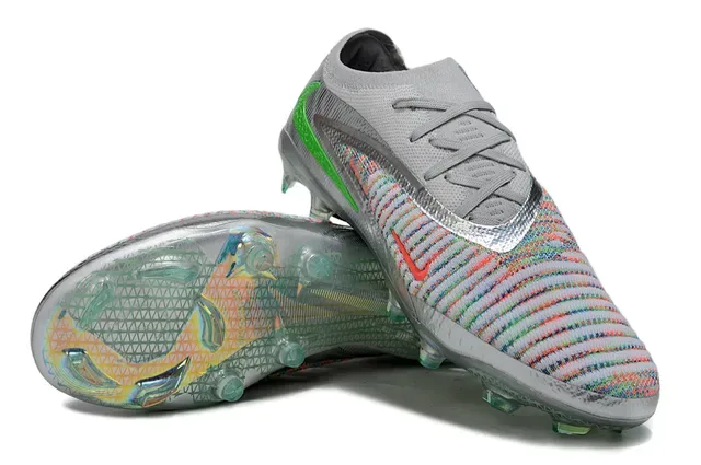 Nike Gray Multicolor Knitted Upper Iridescent Panel Firm-Ground Soccer Shoes 4