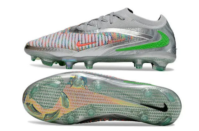 Nike Gray Multicolor Knitted Upper Iridescent Panel Firm-Ground Soccer Shoes 6