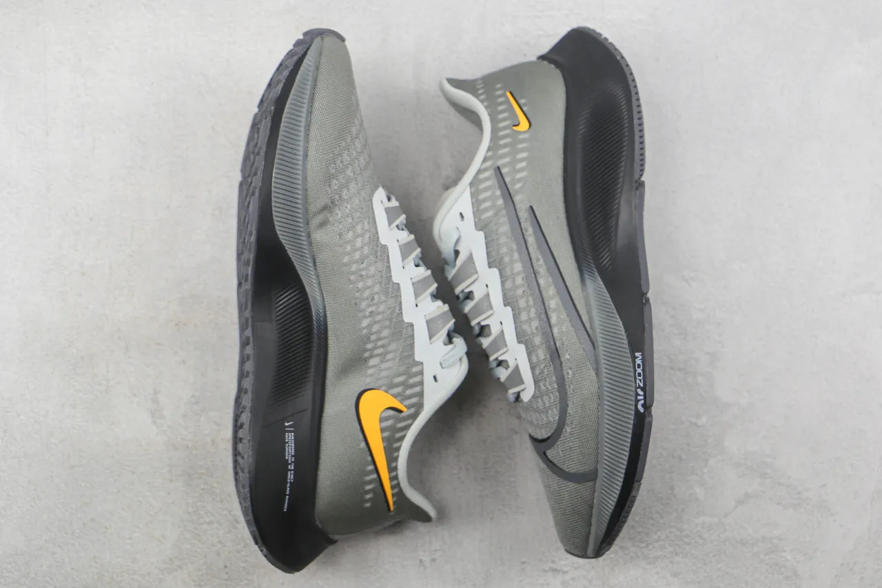 Nike Gray Orange Engineered Mesh Upper Asymmetrical Lace Guard Running Shoes 2