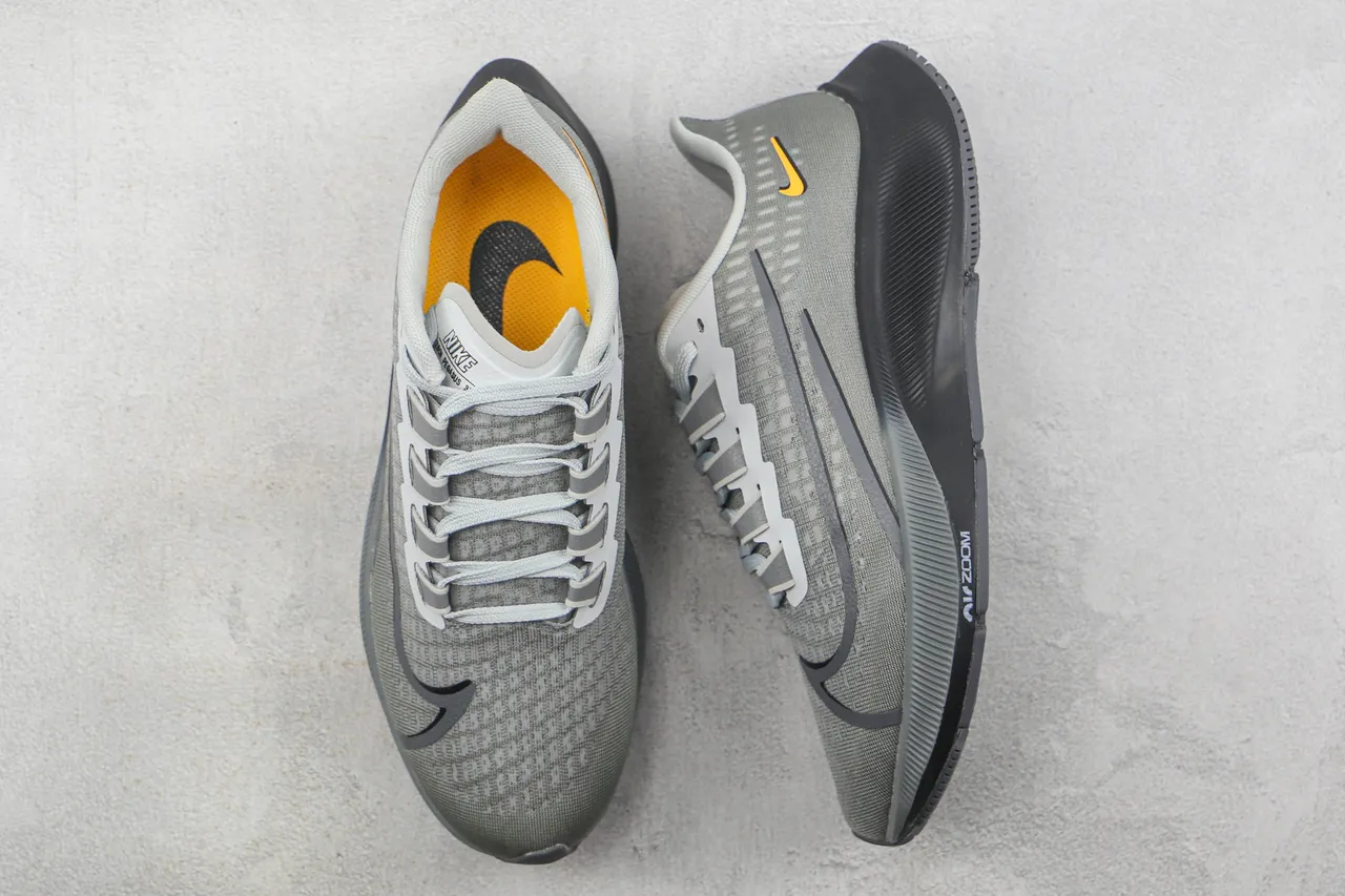 Nike Gray Orange Engineered Mesh Upper Asymmetrical Lace Guard Running Shoes 3