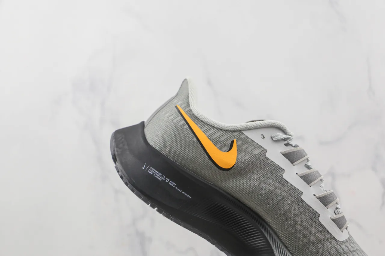Nike Gray Orange Engineered Mesh Upper Asymmetrical Lace Guard Running Shoes 5