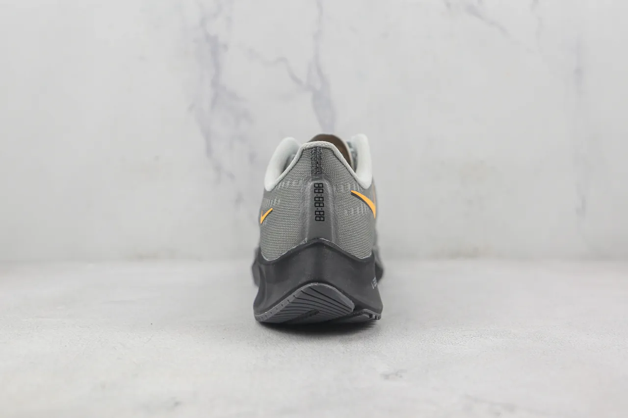 Nike Gray Orange Engineered Mesh Upper Asymmetrical Lace Guard Running Shoes 9