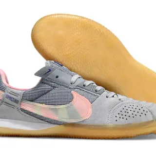 Nike 灰色 粉色 Low-Top Silhouette 网面 和 麂皮 鞋面 室内 足球 鞋