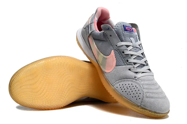 Nike Gris Rose Low-Top Silhouette Maille et Daim Partie supérieure Intérieur Football Chaussures 11