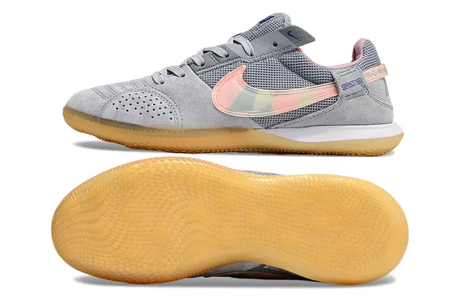 Nike Gris Rose Low-Top Silhouette Maille et Daim Partie supérieure Intérieur Football Chaussures 13
