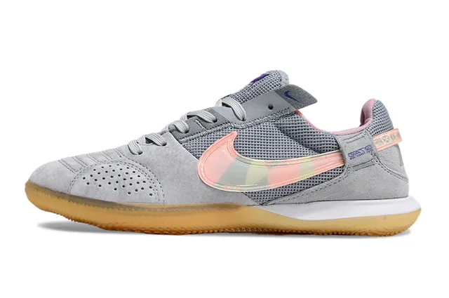 Nike Gris Rose Low-Top Silhouette Maille et Daim Partie supérieure Intérieur Football Chaussures 14