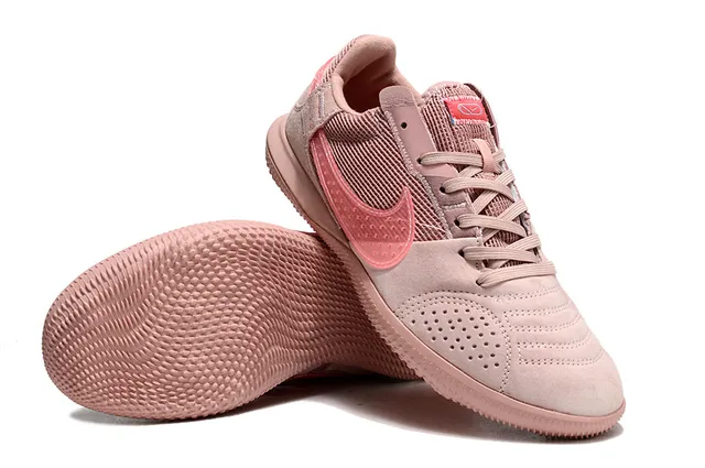 Nike Gris Rose Low-Top Silhouette Maille et Daim Partie supérieure Intérieur Football Chaussures 17