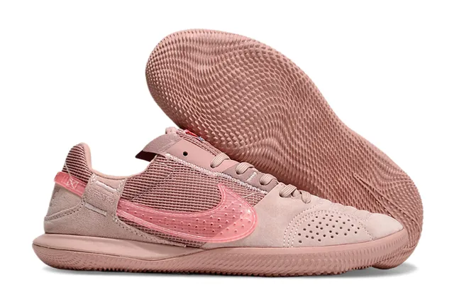 Nike Gris Rose Low-Top Silhouette Maille et Daim Partie supérieure Intérieur Football Chaussures 19