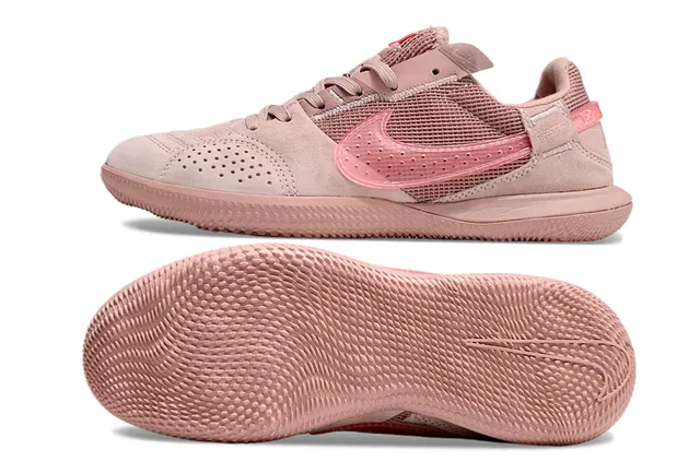 Nike Gris Rose Low-Top Silhouette Maille et Daim Partie supérieure Intérieur Football Chaussures 20