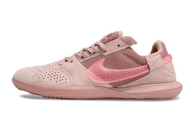 Nike Gris Rose Low-Top Silhouette Maille et Daim Partie supérieure Intérieur Football Chaussures 21