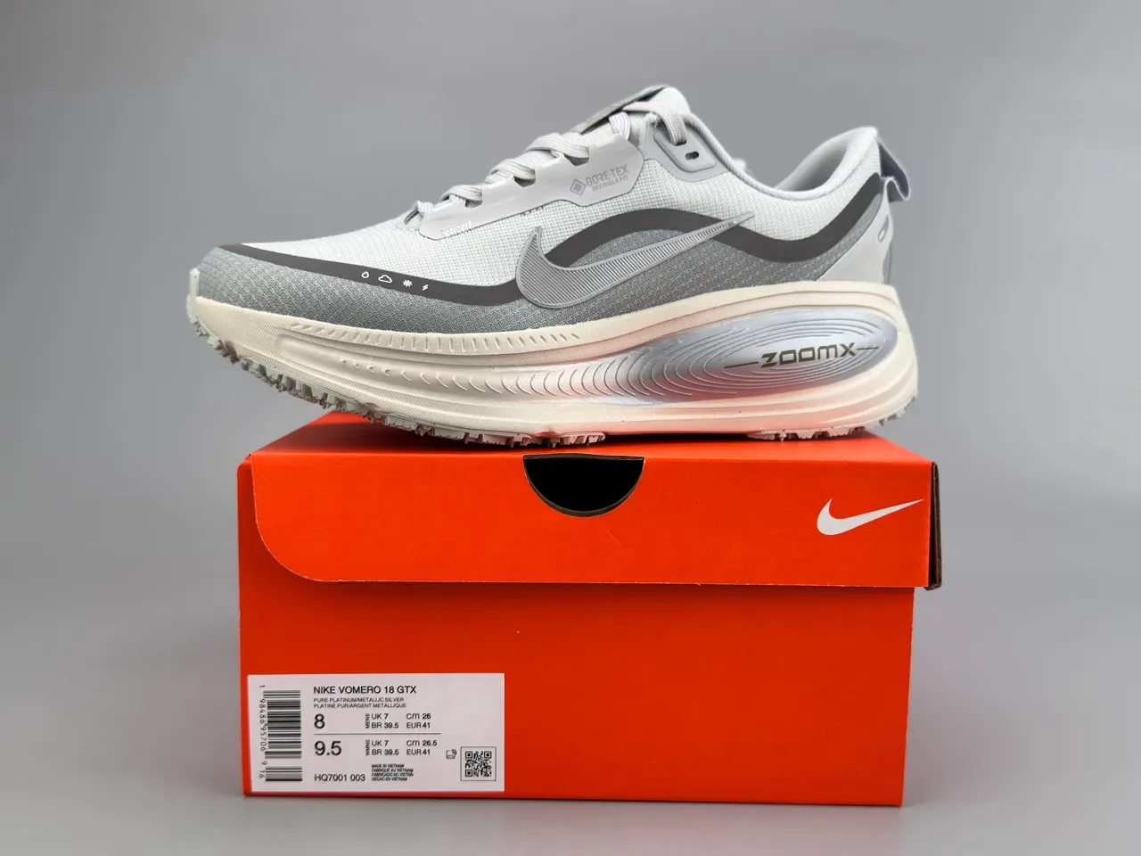 Nike Zapatillas de running gris blanco con upper de malla GORE-TEX impermeables 8