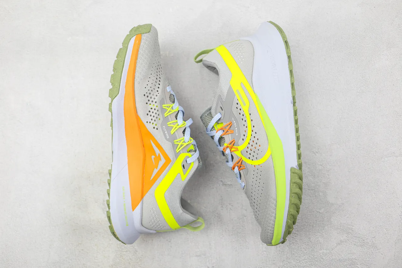 Nike Gray Yellow Engineered Mesh Upper Neon Swoosh Accent Running Shoes 2