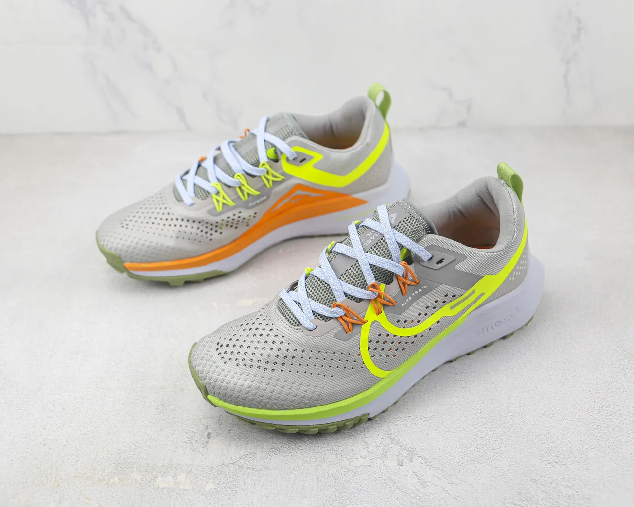 Nike Gray Yellow Engineered Mesh Upper Neon Swoosh Accent Running Shoes 4