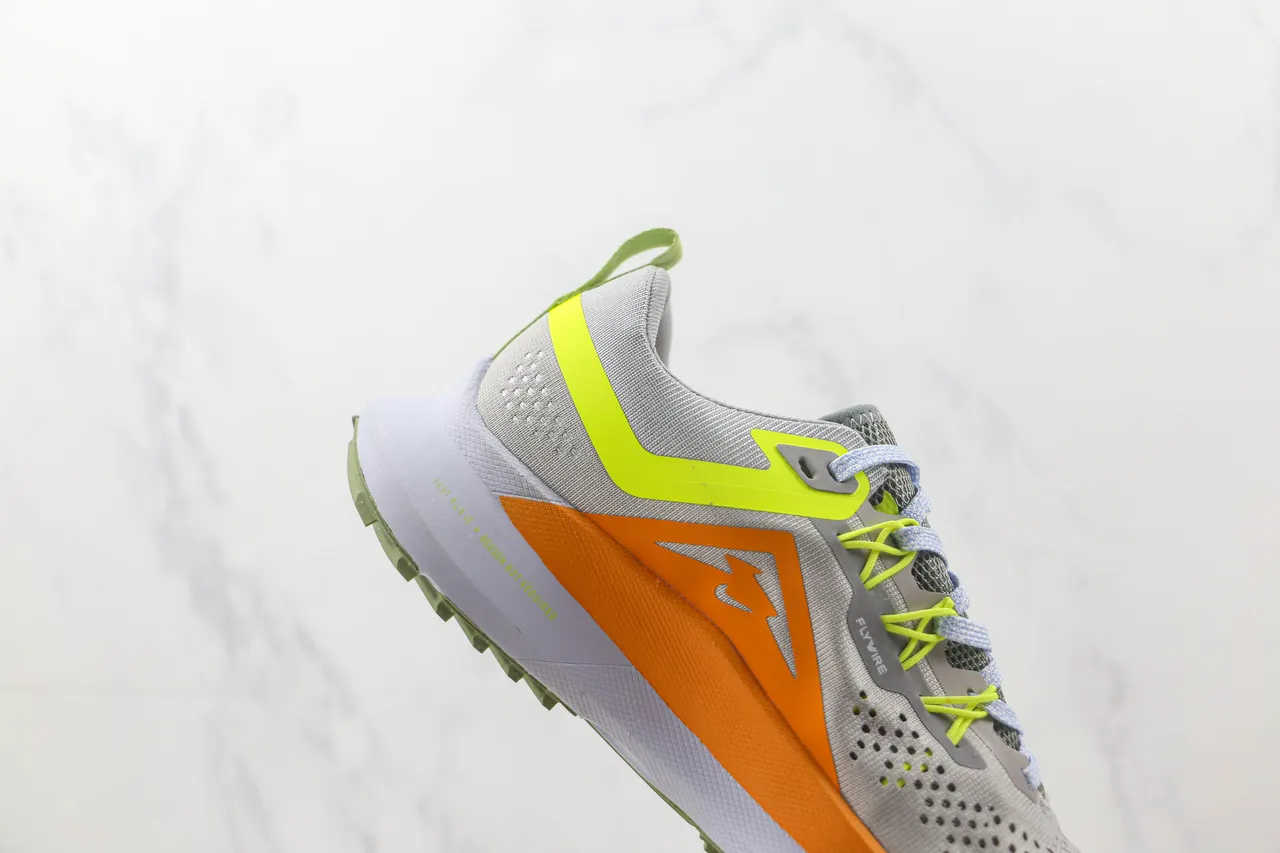 Nike Gray Yellow Engineered Mesh Upper Neon Swoosh Accent Running Shoes 5