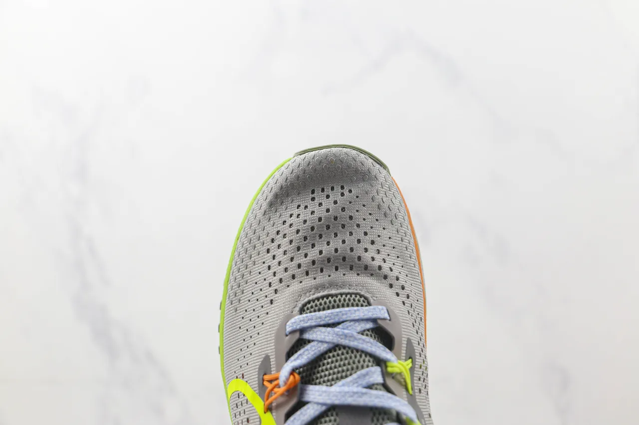 Nike Gray Yellow Engineered Mesh Upper Neon Swoosh Accent Running Shoes 6