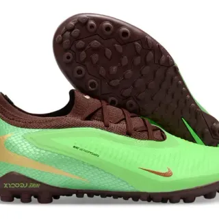 Nike Verde Marrón Zapatillas de fútbol Turf Bajo Corte Superior Sintético Overlay Texturizado con aspecto de piel de serpiente