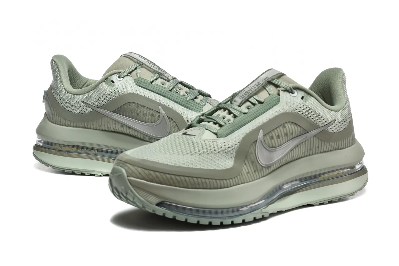 Nike Green Silver Engineered Mesh Upper Full-Length Air Zoom Unit Running Shoes 4